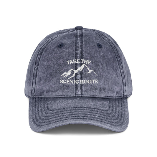 Take the Scenic Route Vintage Embroidered Cap | Outdoor Travel Hat