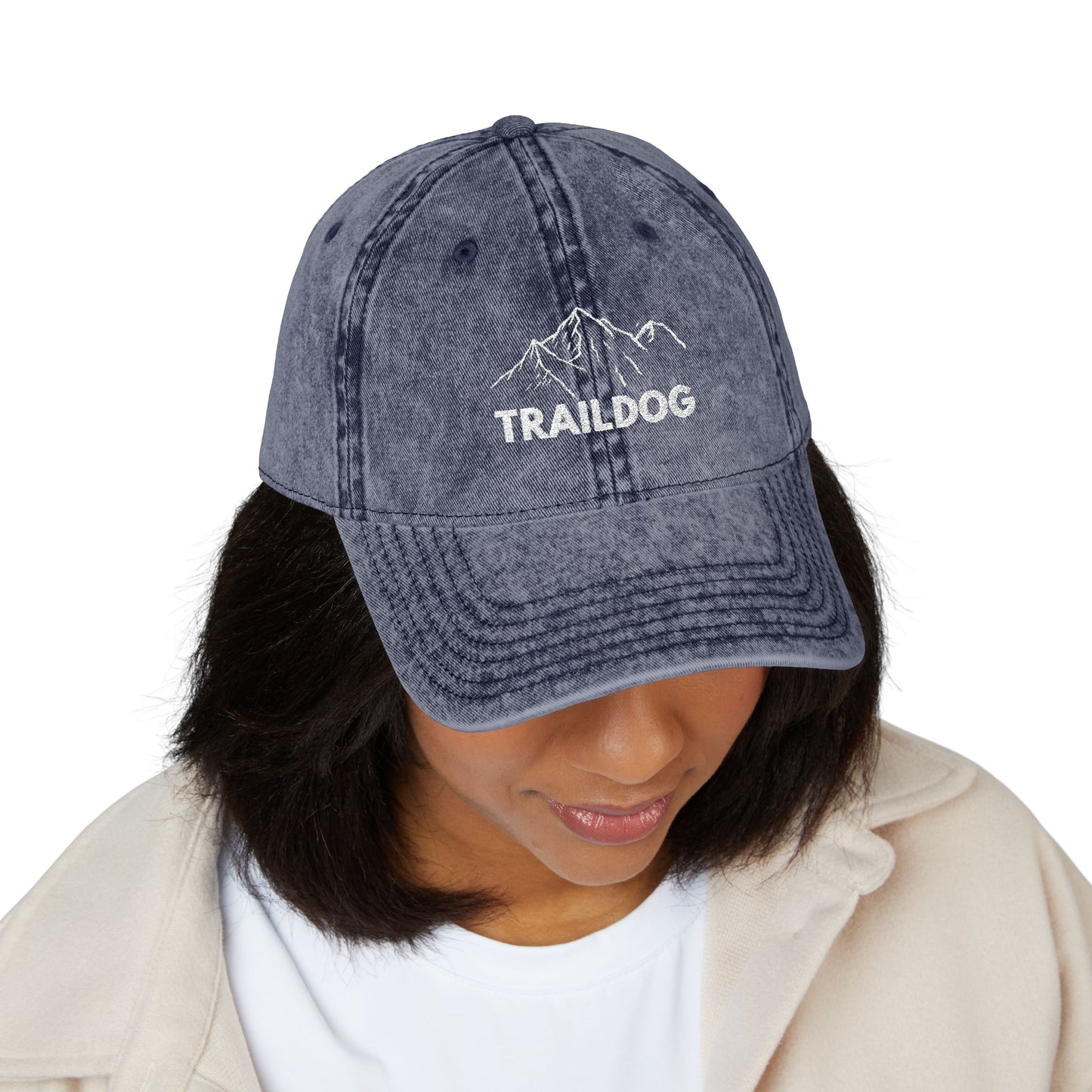 Trail Dog Vintage Embroidered Cap – Washed Mountain Hat
