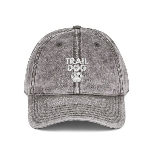 Trail Dog Vintage Embroidered Cap | Dog Lover Hiking Hat