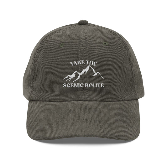 Take the Scenic Route Embroidered Corduroy Cap | Adventure Travel Hat