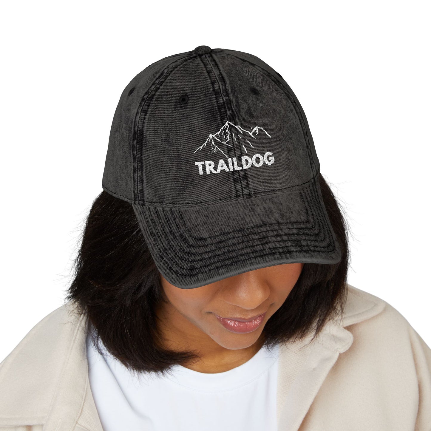 Trail Dog Vintage Embroidered Cap – Washed Mountain Hat