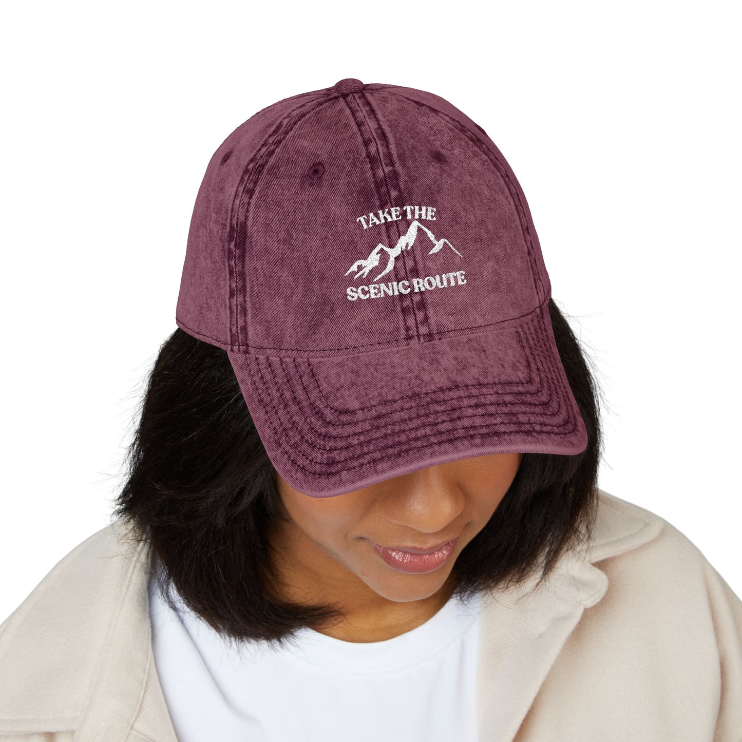 Take the Scenic Route Vintage Embroidered Cap | Outdoor Travel Hat