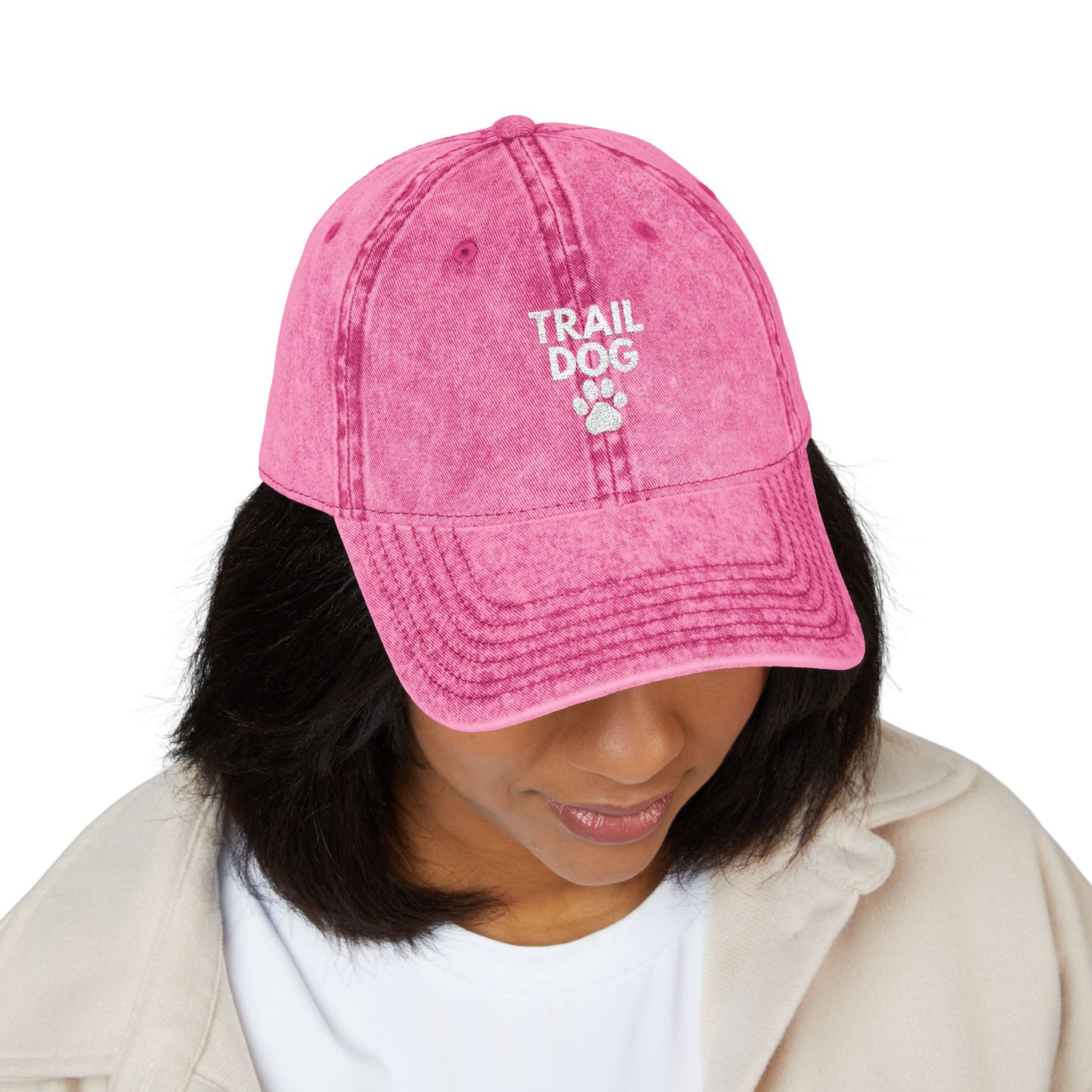 Trail Dog Vintage Embroidered Cap | Dog Lover Hiking Hat