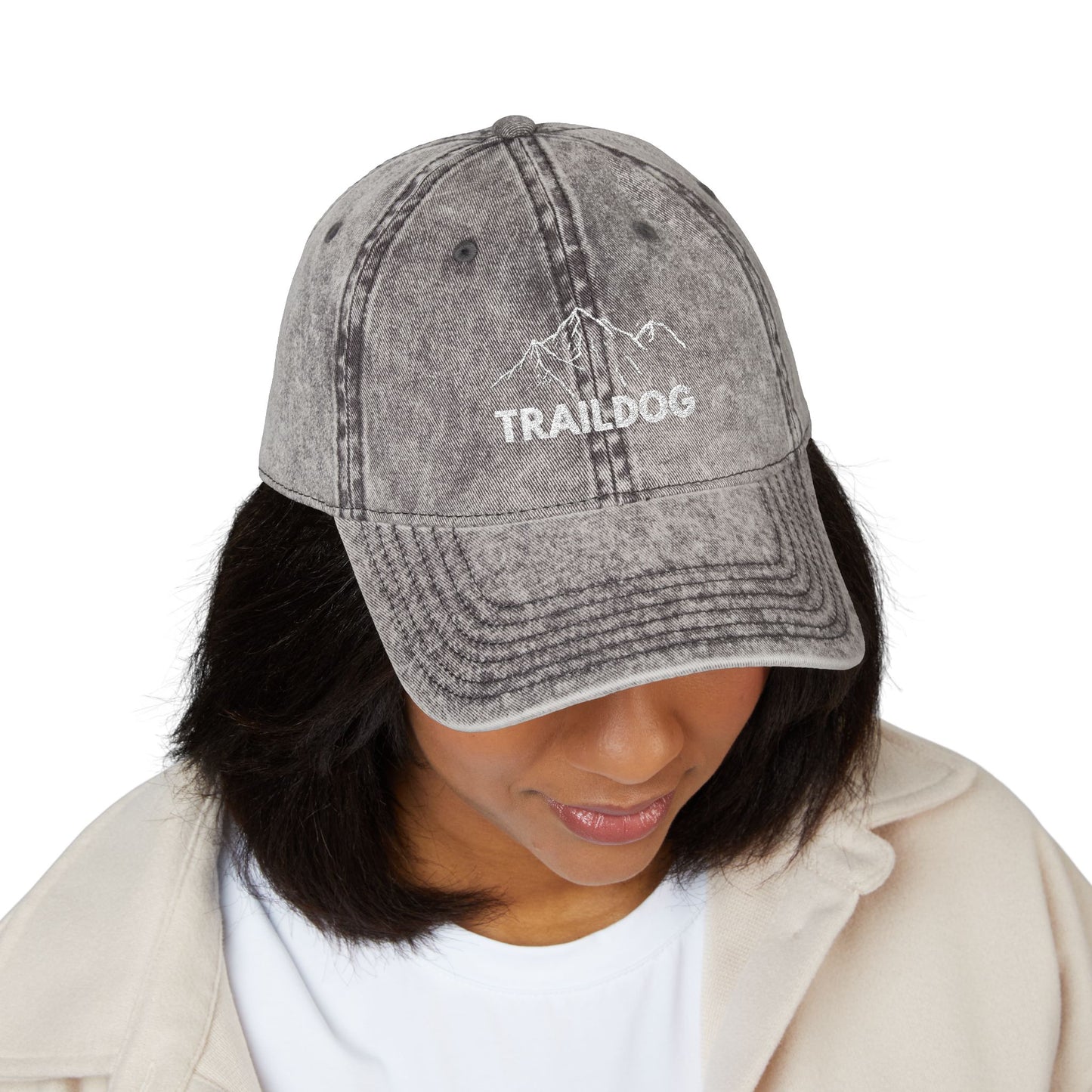 Trail Dog Vintage Embroidered Cap – Washed Mountain Hat