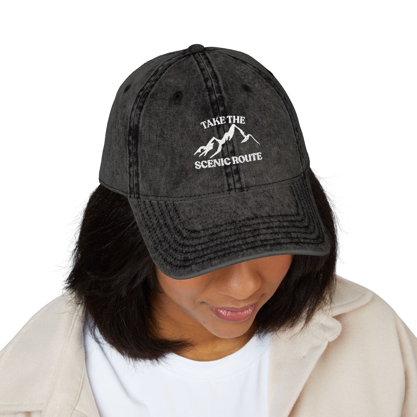 Take the Scenic Route Vintage Embroidered Cap | Outdoor Travel Hat